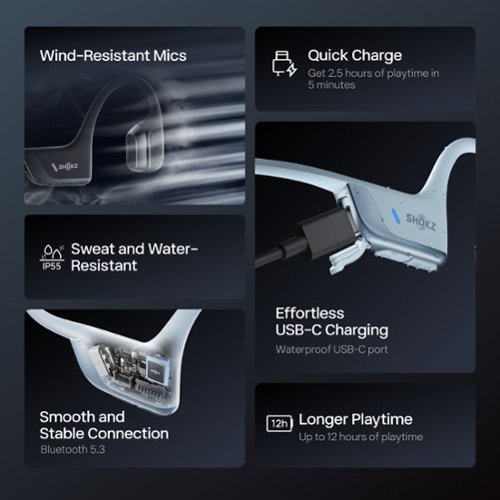 Shokz OpenRun Pro 2 Mini Wireless Bone Conduction Open-Ear Bluetooth Sports Headphones - Sky Blue BUY IN EUROPE