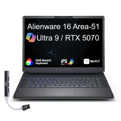 Alienware - 16 Area-51 AA16250 Laptop 16.0 WQXGA Display (Ultra 9- 275HX, 32GB, 1TB SSD, Win 11 Pro) w/USB Hub - Liquid Teal-Front_Standard 