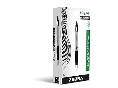 Zebra - Z-Grip Max Retractable Ballpoint Pen, Medium Point, 1.0mm, Dozen (22410) - Black Ink