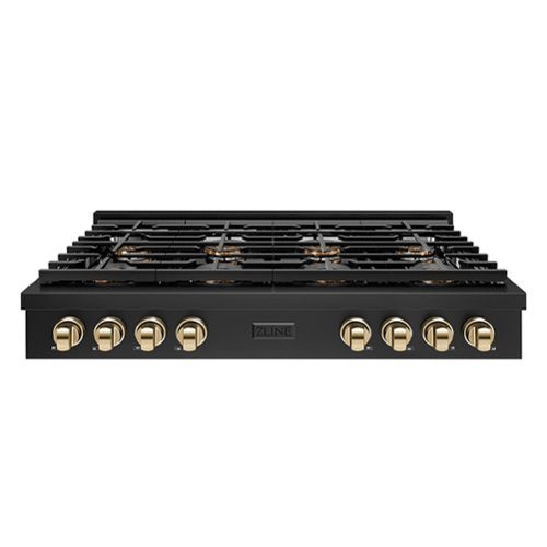 ZLINE - Autograph 48 in. Black Stainless Paramount Rangetop with 8 DuoPro Burners and Gold Accents (PSRTBZ-48-G) - Black Stainless Steel