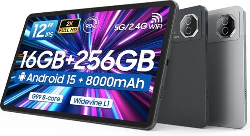 FEONAL - Tablet 12 inch Large Screen, Android 15 Tablet 16GB RAM 256GB ROM, 2K 2000x1200 Incell, Gaming Tablets with Helio G99 - Gray-Front_Standard 