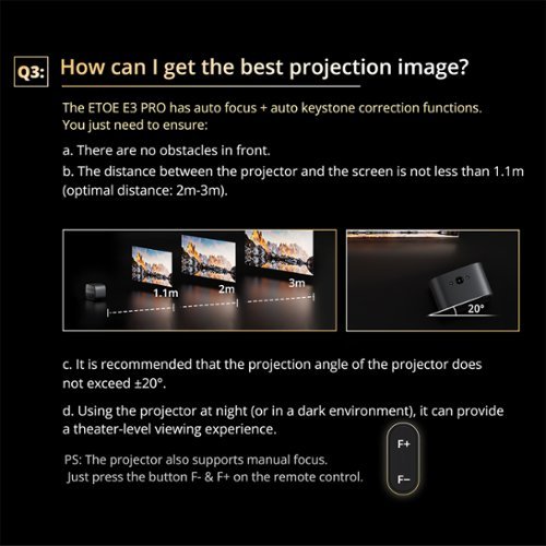 ETOE E3 Pro 4K 1080P Smart Projector, Android TV 11.0 & Netflix Certified, 600 ANSI, 20W Dolby Audio, Auto Focus & Keystone - Black BUY IN UAE