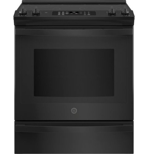 GE - 5.3 Cu. Ft. Slide-In Electric Convection Range with Self-Steam Cleaning, Built-In Wi-Fi, and No-Preheat Air Fry - Black on Black-Front_Standard 