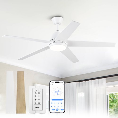 Vaczon - 52-inch Modern 3CCT Dimmable LED Smart Ceiling Fan with Light, Remote and APP Control - White-Front_Standard 