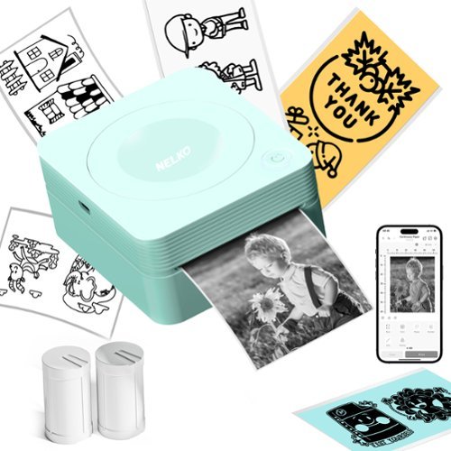 Nelko - PM230 Portable Bluetooth Thermal Sticker Printer with 2 rolls - 54mm*3.5m - Green-Front_Standard 