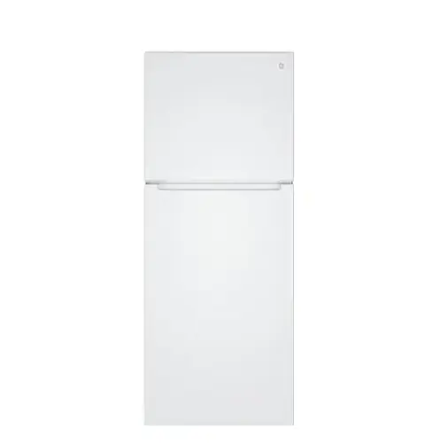 Front. GE - 24 in. Wide 11.9 Cu. Ft. Energy Star Top-Freezer Refrigerator - White.