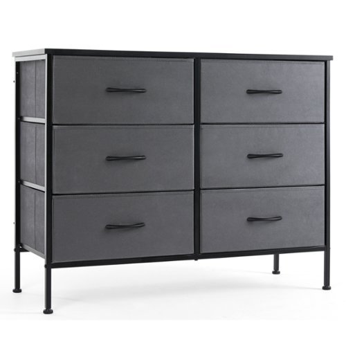 Bestier - 6 Drawer 13.8 in. Fabric Storage Tower Dresser Wooden Top Without mirror for Kid Room, Closet, Entryway, Nursery - Gray