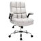 Costway - Big & Tall High Back Swivel Adjustable Office Chair with Flip-Up Armrests - Beige-Front_Standard