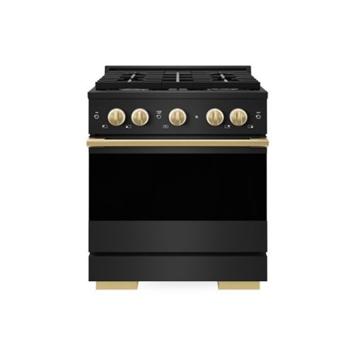 ZLINE - Autograph 30 in. 4.2 cu. ft. Marino Freestanding Gas Range with 4 Burners in Black Stainless Steel and Gold Accents - Black Stainless Steel