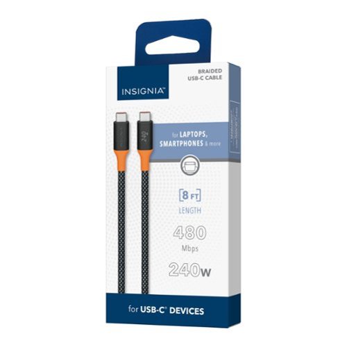 Insignia™ 8 ft. 240W USB-C to USB-C Charge-and-Sync Braided Cable - Black BUY IN EUROPE