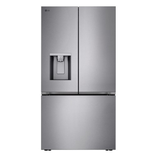 Front. LG - 36-in Wide Counter-Depth MAX 23.7 Cu. Ft. 3-Door Smart French Door Refrigerator with Zero Clearance Hinge System - PrintProof Stainless Steel Look.