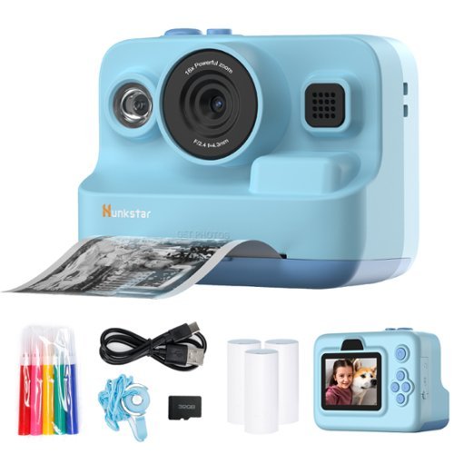 Hunkstar Kids Camera Instant Print, Dual Lens 1080P HD Camera with 32GB MicroSD Card, Christmas Birthday Gifts for Girls Boys - Blue GLOBAL SHIPPING