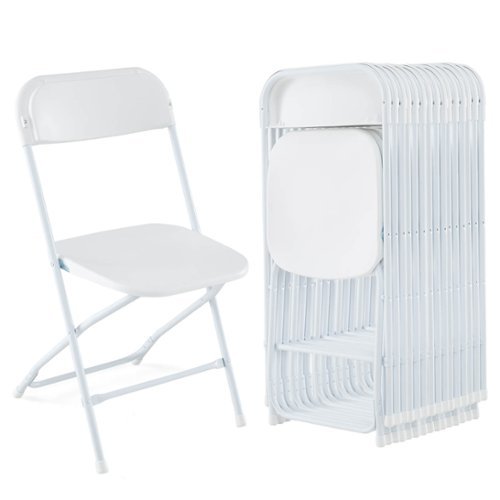  Costway - 16 Pack Metal Folding Chairs with Plastic Seat &amp; Back Heavy-Duty Metal Frame - White
