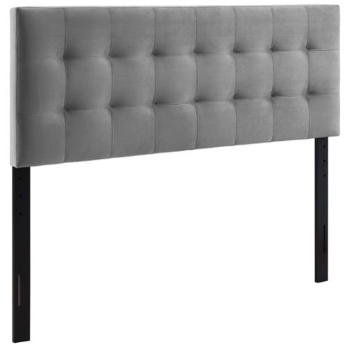 Lily Biscuit Tufted Performance Velvet Queen Headboard by Modway - Gray-Front_Standard 
