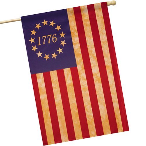 G128 - Betsy Ross 1776 Tea-Stained House Flag, 28 x 40 in Double-Sided Fabric - Red, Blue, Yellow-Front_Standard 