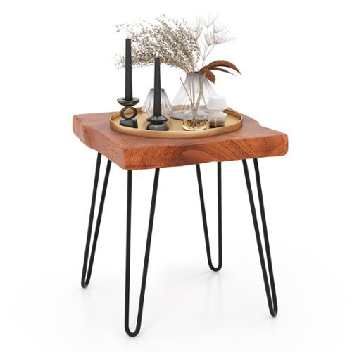 Costway 1 PC Square End Table Accent Side Table Reclaimed Indonesia Teak Wood Plant Stand Patio Rustic - Brown