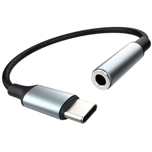 FosPower - USB C to Aux Adapter, 6" 3.5mm to USB C Cable, USB-C to 3.5mm Audio Adapter, Type C to Headphone Jack Dongle for iPhone - Silver-Front_Standard 