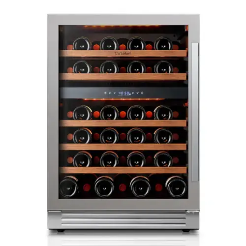 Front. Ca'Lefort - 24 Inch 52 Bottle Wine Cooler Refrigerator, 40-65°F Dual Zone Wine Refrigerator,3 LED Built-in for Home/Bar(5.65 cu.ft) - Stainless Steel.