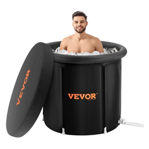 VEVOR - Ice Bath Tub,Cold Water Therapy Plunge Tub for Athletes,Outdoor Ice Barrel,105 Gal Inflatable Folding Bathtub, 34"Lx30"H - Black-Front_Standard 