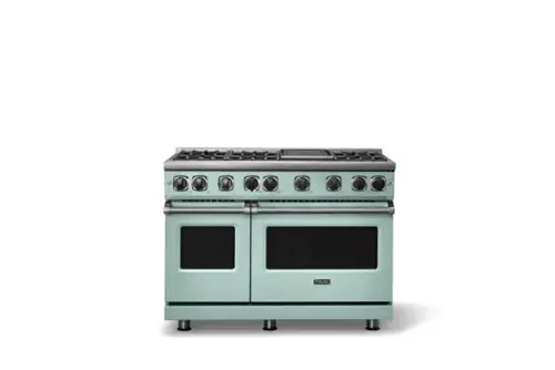 Front. Viking - 48"W. 7.3 Cu. Ft. Freestanding Sealed 6 Burner Gas Range/Griddle  - Splash - Splash.