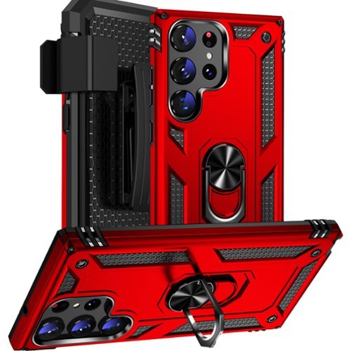 SaharaCase Military Kickstand Series with Belt Clip Case for Samsung Galaxy S23 Ultra - Red BUY ONLINE