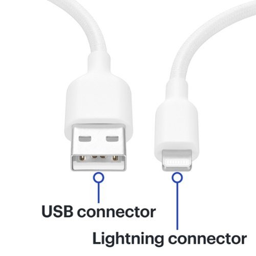 Best Buy essentials™ 4’ Lightning to USB Braided Charge-and-Sync Cable - White WORLDWIDE DELIVERY