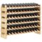 Homcom - Stackable Wine Rack, Modular Storage Shelves, 72-Bottle Holder, Freestanding Display Rack for Kitchen, Pantry, Cellar - Natural Wood-Front_Standard