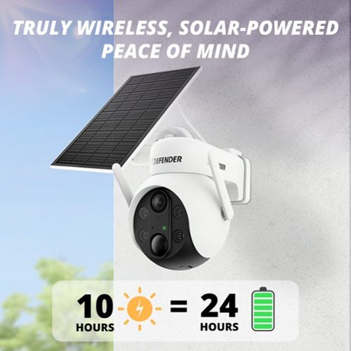 Defender Solar Powered 4K AI Everwatch Wireless Security PTZ Camera with 3W Solar Panel, AI Detection, 3 Pack - White WORLDWIDE DELIVERY