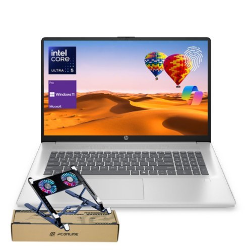 HP - 17.3" Touchscreen Laptop - Intel Core Ultra 5 225U - 32GB RAM - 2TB SSD - FP Reader & Backlit KB- PCO Laptop cooler - Silver-Front_Standard 