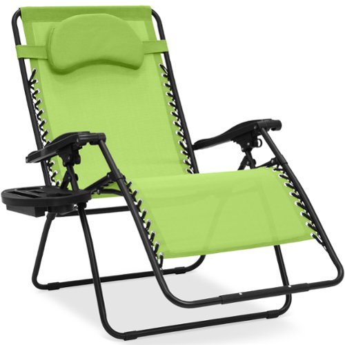Best Choice Products - Oversized Zero Gravity Chair, Folding Outdoor Patio Recliner w/ Cup Holder - Lime Green-Front_Standard 