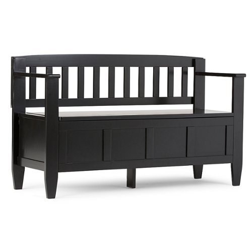 Simpli Home - Brooklyn Entryway Storage Bench - Black-Front_Standard 