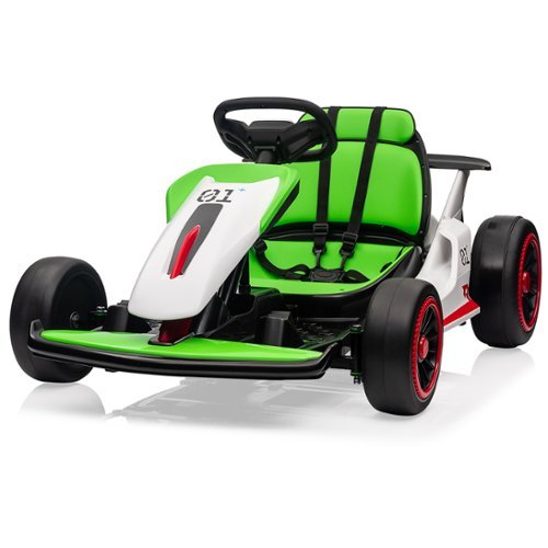 GARVEE - 24V Kids Drift Go Kart, Dual Motor, 2 Speeds, 90 Min Ride, Music, 110 lbs Load - Green-Front_Standard 