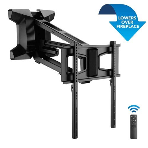 Mount-It! - Motorized Fireplace TV Wall Mount with Remote, Fits 40"–70" TVs, Height Adjustable - Black-Front_Standard 