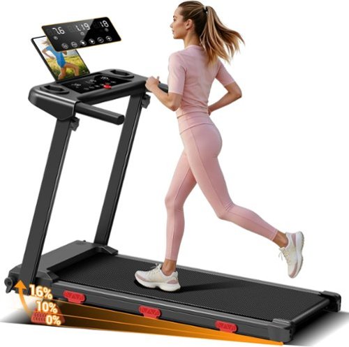 EviTrend - Q1 Treadmill, 15% Incline, 3.0HP Motor, LED Display, 12 Programs, 6 Shock Absorbers, 400 LBS Capacity, Foldable for Home - Black-Front_Standard 