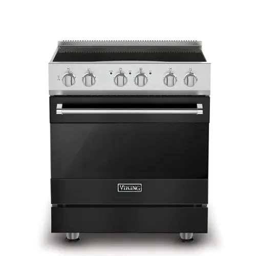 Front. Viking - 3-Series Induction Self-Clean Range - Cast Black.