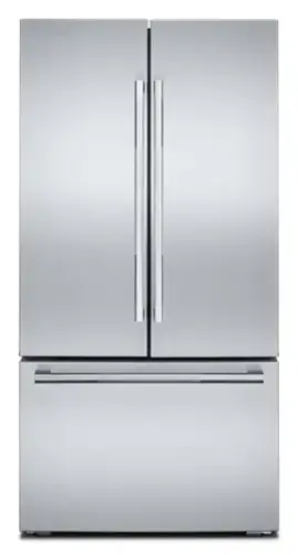 Front. JennAir - Rise 24.8 Cu. Ft. French Door Counter-Depth Refrigerator with Internal Dispenser - Stainless Steel.