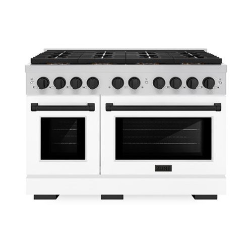 Front. ZLINE - ZLINE Autograph 48 in. Paramount Dual Fuel Range w/ DuoPro Cooktop & White Doors w/ Black Accents (PSDRZ-WM-48-MB) - Stainless Steel with White Matte Door.