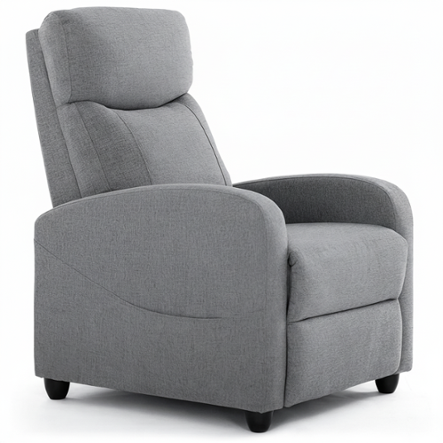 AOITUN - Small Power Recliner Chair, Fabric Single Reclining Sofa with Remote, Modern Compact Living Room Seat - Gray-Front_Standard 