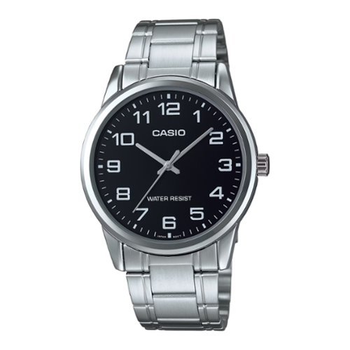 Casio - Men’s Analog Watch with Black Dial - MTP-V001D-1B - Silver-Front_Standard 
