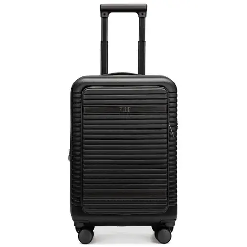 Front. Elle - Escape Expandable Carry-on Suitcase with Front Laptop Pocket | Black - Black.