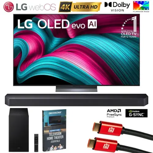 LG webOS 4K ULTRA HD LG OLED evo AI  
Dolby VISION FILMMAKER MODE  
WORLD'S No. 1 OLED TV FOR 12 YEARS  
DECOGEAR  
AMD FreeSync G-SYNC Premium  
BEGINNER'S GUIDE TO TELEVISION HOME THEATER ESSENTIALS