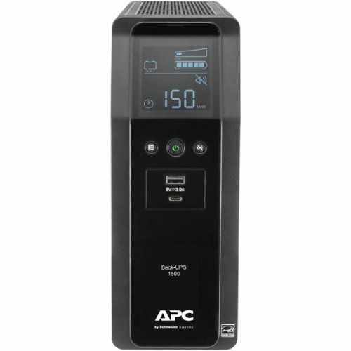 APC - Back-UPS Pro, 1500VA/900W, Tower, 10 Outlets, LCD Display, USB-A + USB-C ports - Black-Front_Standard 