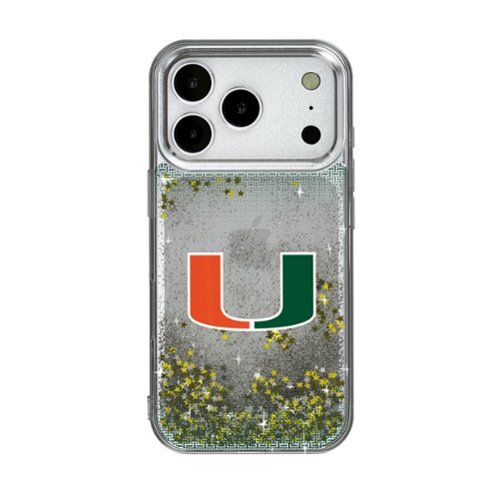 Keyscaper - NCAA - Miami Hurricanes Linen Logo iPhone Glitter Case - 14 Pro - Multicolor-Front_Standard 