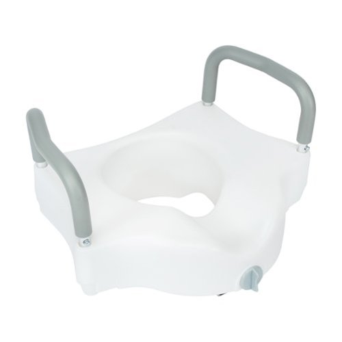 Emma + Oliver - Ramsey Elevated Toilet Seat for the Elderly with Height Adjustable Foam Wrapped Handles and Locking Safety Mechanism - White-Front_Standard 
