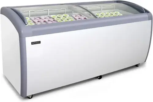 Front. Winado - 19 Cu.Ft Commercial Ice Cream Freezer, 71" Chest Freezer Glass Top Display Case w/4 Removable Baskets, Lockable Wheels - White.