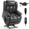 LUCKY ONE - Faux Leather Dual Motor Power Lift Recliner Chair with Massage and Heat, Infinite Position, Power-Remote - Gray-Front_Standard