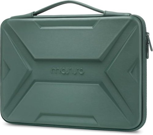 mosiso - Laptop Sleeve 15-15.6 inch Waterproof Shockproof EVA Hard Shell Laptop Case for MacBook Pro 16 HP Dell - Antique Green-Front_Standard 