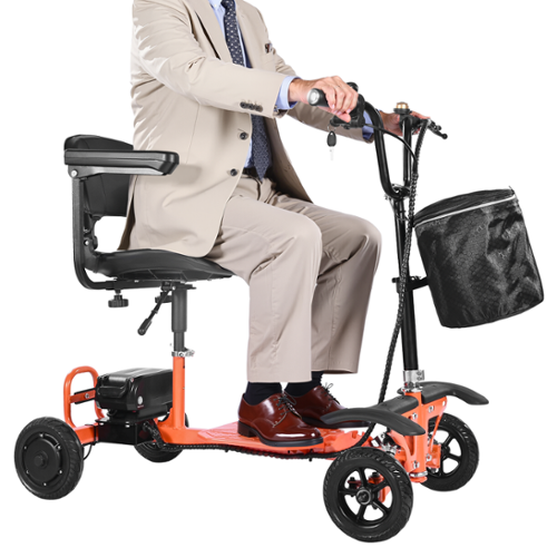 VEVOR - 4-Wheel Folding Mobility Scooter for Adults & Seniors, 265LBS Loading Electric Mobility Scooter - Orange-Front_Standard 