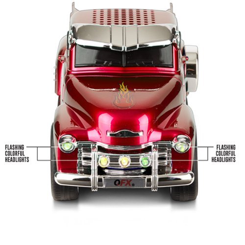 QFX Retro Classic Truck Portable Bluetooth Speaker with Bass Radiator and LED Lights - Red WORLDWIDE DELIVERY