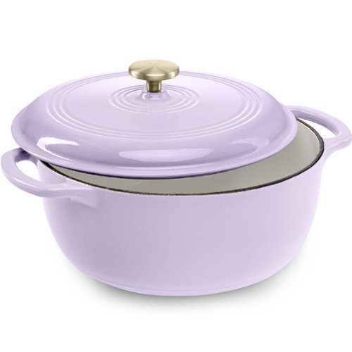 Best Choice Products - 7.5 Quart Enamel Cast-Iron Dutch Oven, Heavy-Duty Cookware w/ Dual Handles, Lid - Lavender Mist-Front_Standard 
